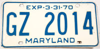 1970 Maryland passenger car license plate in very good plus condition