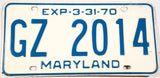 1970 Maryland passenger car license plate in very good plus condition