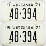 A pair of 5 DMV Digit 1971 Viriginia car license plates in very good condition