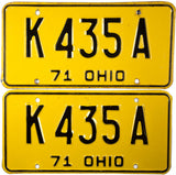 A pair of 1971 Ohio Car License Plates in excellent minus condition