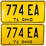 A pair of 1971 Ohio Car License Plates in excellent condition