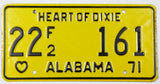 A NOS 1971 Alabama Farm Truck license plate