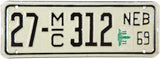 1971 Nebraska Motorcycle License Plate from Wayne County