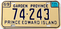 A classic 1971 NOS passenger car license plate in NOS excellent plus condition