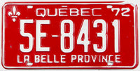 A classic 1972 Quebec passenger car license plate in excellent minus condition