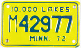 1972 Minnesota Motorcycle License Plate