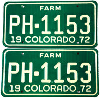 A Classic pair of NOS 1972 Colorado Farm License Plates