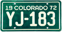 1972 Colorado Motorcycle License Plate from Moffat County in Excellent minus condition