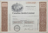 A 1973 Canadian Javelin Limited stock certificate