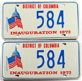 A pair of 1973 DC Richard Nixon Inaugural car license plates in excellent minus condition