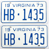 1973 Virginia truck license plates in NOS excellent condition with large scratcj