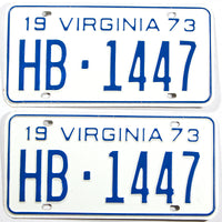 1973 Virginia truck license plates in NOS excellent condition with HB prefix