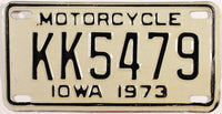 A Classic New Old Stock 1973 Iowa Motorcycle License Plate grading Excellent