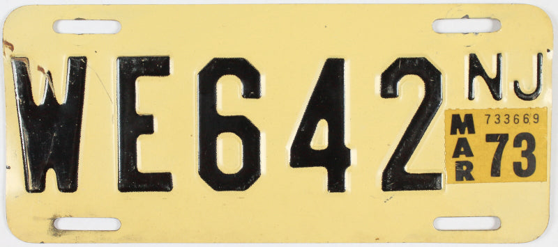 1973 New Jersey Motorcycle License Plate