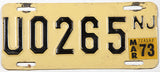 A 1973 New Jersey Motorcycle License Plate in very good plus condition