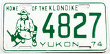 A 1974 Yukon, Canada car license plate in excellent minus condition