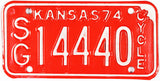 1974 Kansas Motorcycle License Plate grading excellent minus