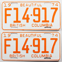 A classic pair of 1977 NOS British Columbia farm tractor license plates in excellent plus condition
