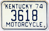 1974 Kentucky Motorcycle License Plate