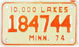 1974 Minnesota Motorcycle License Plate
