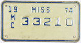 1974 Mississippi Motorcycle License Plate