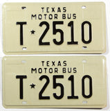 A pair of 1975 Texas Motor Bus license plates in New Old Stock excellent condition