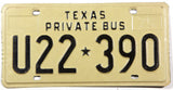 A single 1975 Texas Private Bus license plate in excellent minus condition