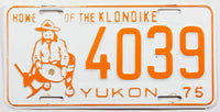 A 1975 Yukon passenger car license plate in excellent minus condition