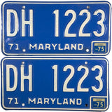 1975 Maryland License Plate grading very good plus