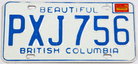 A classic 1975 British Columbia passenger car license plate in very good plus condition