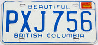 A classic 1975 British Columbia passenger car license plate in very good plus condition