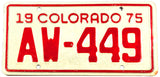A NOS 1975 classic Colorado Motorcycle License Plate in excellent new old stock condition