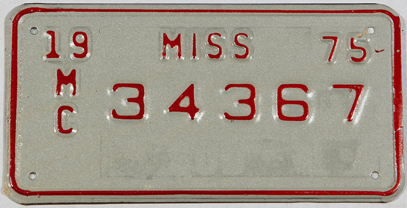 1975 Mississippi Motorcycle License Plate