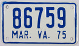 1975 Virginia Motorcycle License Plate