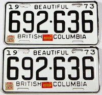 A classic pair of 1975  British Columbia truck license plates in very good plus condition