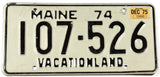 A classic 1975 Maine DMV car license plate in excellent minus condition