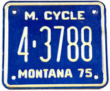 1975 Montana Motorcycle License Plate in very good plus condition