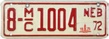 1975 Nebraska Motorcycle License Plate from Hall County