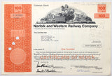 A 1976 Norfolk and Western Railroad stock certificate