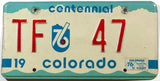A 1976 Colorado centennial car license plate in very good condition