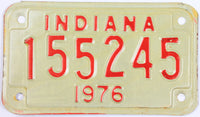 1976 Indiana Motorcycle License Plate which grades excellent minus
