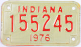 1976 Indiana Motorcycle License Plate which grades excellent minus