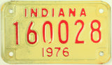 1976 Indiana Motorcycle License Plate in very good plus condition