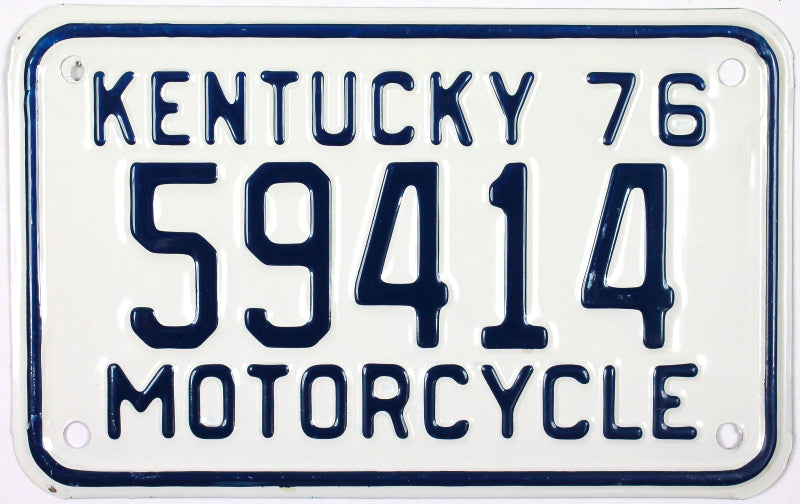 1976 Kentucky Motorcycle License Plate