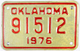 1976 Oklahoma Motorcycle License Plate very good plus condition