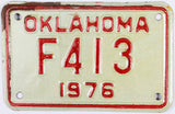 1976 Oklahoma Motorcycle License Plate very good minus condition