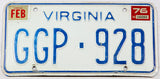 A  1976 Virginia car license plate in very good condition