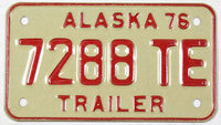 A vintage NOS 1976 Alaska Trailer License Plate