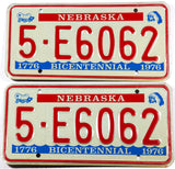 1976 Nebraska bicentennial car license plates from Dodge County in excellent condition