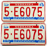 1976 Nebraska bicentennial car license plates from Dodge County in excellent minus condition